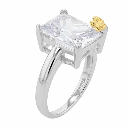 Outlet 🔔 Unbranded Sterling Silver North/South Cubic Zirconia Ring With Bee Accent 🔥 - Image 2