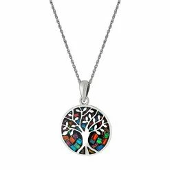 Cheap 🤩 Unbranded Sterling Silver Simulated Opal Tree Of Life Medallion Pendant Necklace 😀