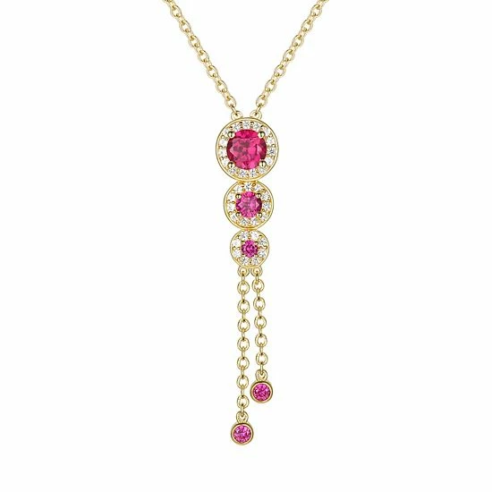 Best reviews of ❤️ Unbranded 14k Gold Over Silver Lab-Created Ruby & White Sapphire Drop Necklace 😀
