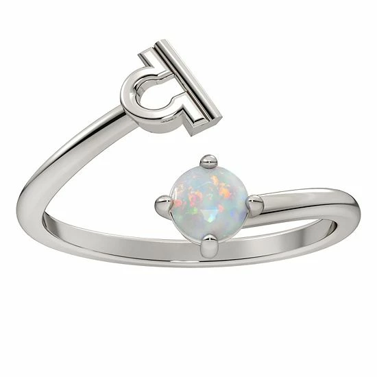 Cheapest ๐ Unbranded Sterling Silver Lab-Created Opal Libra Open Ring ๐