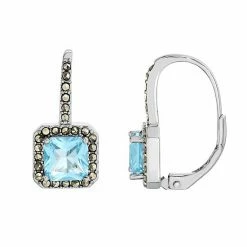 Outlet 🎉 Unbranded Fine Silver Plated Gemstone & Marcasite Leverback Earrings Created Opal ✨