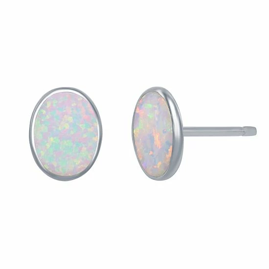 Promo 🎉 Unbranded Sterling Silver Lab-Created Opal Disc Pendant Necklace & Earrings Set Blue 👏 - Image 2