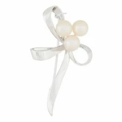 Best deal 🤩 Unbranded Sterling Silver Freshwater Cultured Pearl Bow Brooch 🧨