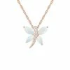 Coupon 😍 Unbranded 14k Rose Gold Over Silver Lab-Created Opal & White Sapphire Butterfly Pendant Necklace ✔️