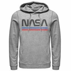 New 🎁 Unbranded Men's NASA Red Blue Stripe Minimal Logo Vintage Graphic Hoodie ❤️