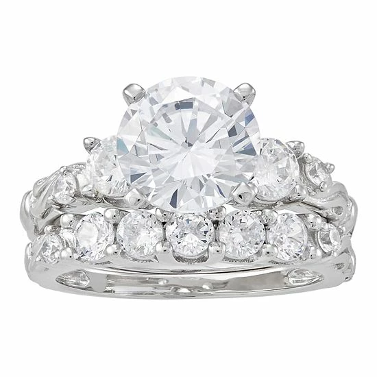Hot Sale ๐ Unbranded Sterling Silver Cubic Zirconia Engagement Ring Set ๐ฅฐ