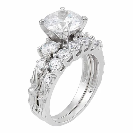 Hot Sale ๐ Unbranded Sterling Silver Cubic Zirconia Engagement Ring Set ๐ฅฐ - Image 2