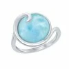 Best Pirce ⭐ Unbranded Sterling Silver Wave Design Larimar Ring ✔️