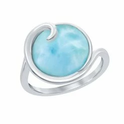 Best Pirce ⭐ Unbranded Sterling Silver Wave Design Larimar Ring ✔️