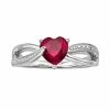 Promo 🎉 Unbranded Sterling Silver Lab-Created Ruby And Diamond Accent Heart Bypass Ring 🤩