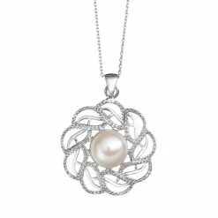 Brand new 😀 Unbranded Freshwater Cultured Pearl Sterling Silver Openwork Pendant Necklace 💯