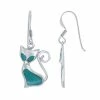 Cheapest 🌟 Unbranded Sterling Silver Simulated Turquoise Cat Earrings 🎁