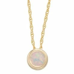 Brand new 😀 Unbranded Pure Gem Collection 10k Gold Lab-Created White Opal Bezel Pendant Necklace 🎁