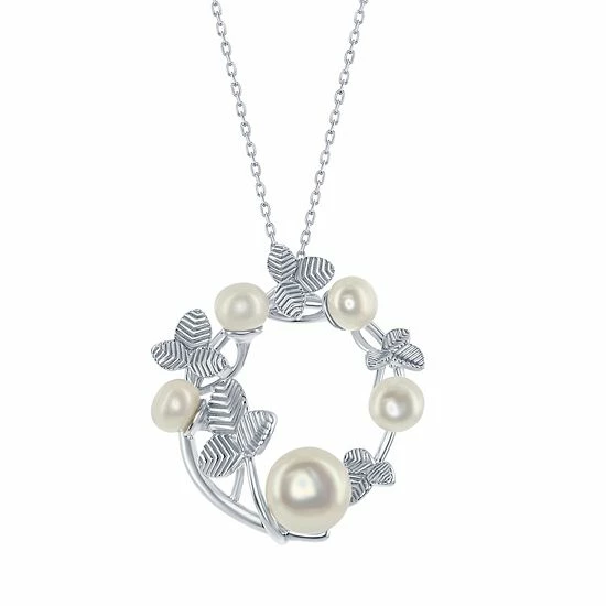 Flash Sale ๐ Unbranded Sterling Silver Freshwater Cultured Pearl Round Leaves Necklace โจ