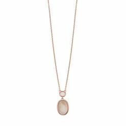 Buy 🛒 Unbranded 14k Rose Gold Over Silver 👩 Mother-of-Pearl & Rose Quartz Oval Pendant Necklace ✔️
