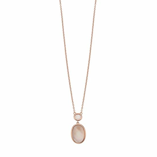 Buy ๐ Unbranded 14k Rose Gold Over Silver ๐ฉ Mother-of-Pearl & Rose Quartz Oval Pendant Necklace โ๏ธ
