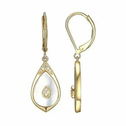 Wholesale 🔥 Unbranded 18k Gold Over Sterling Silver Lab-Created White Sapphire Leverback Drop Earrings 😉