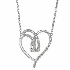 Wholesale ✨ Unbranded Sterling Silver Diamond Accent Open Heart Necklace ✔️
