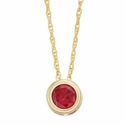New 🔥 Unbranded Pure Gem Collection 10k Gold Lab-Created Ruby Bezel Pendant Necklace 🔥