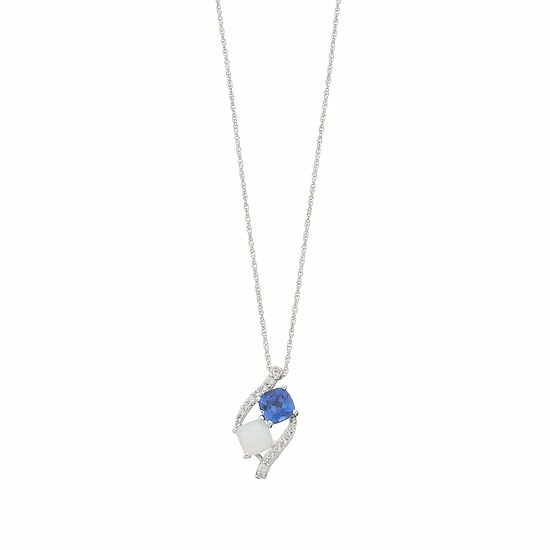 Best deal ⌛ Unbranded Sterling Silver Lab-Created Opal & Sapphire Pendant Necklace ✨