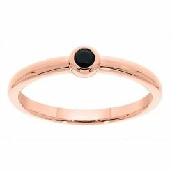 Best Pirce ⌛ Unbranded 14k Rose Gold Over Silver & 1/10 Carat T.W. Black Diamond Bezel Ring 🌟