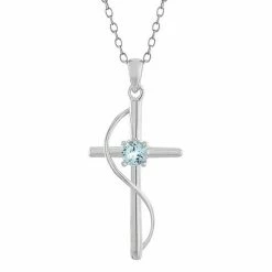 Promo 😍 Unbranded Sterling Silver Blue Topaz Wave Cross Pendant 🔔