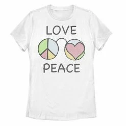 Hot Sale ⌛ Unbranded Juniors' Love & Peace Glasses Graphic Tee 🌟
