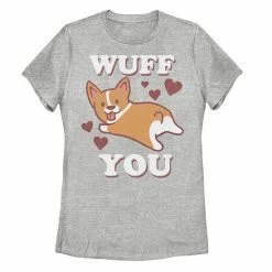 Hot Sale 🔔 Unbranded Juniors' Wuff You Cute Corgi Tail Hearts Valentine's Tee 🥰