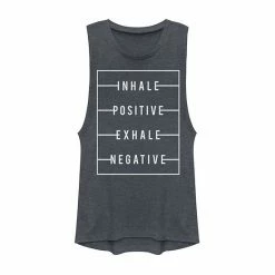 Promo 🧨 Unbranded Juniors' Inhale Positive Exhale Negative Graphic Muscle Tee 🎁