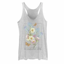 Promo 😍 Unbranded Juniors' "Live Simply, Bloom Wildly" Graphic Tank Top 👏