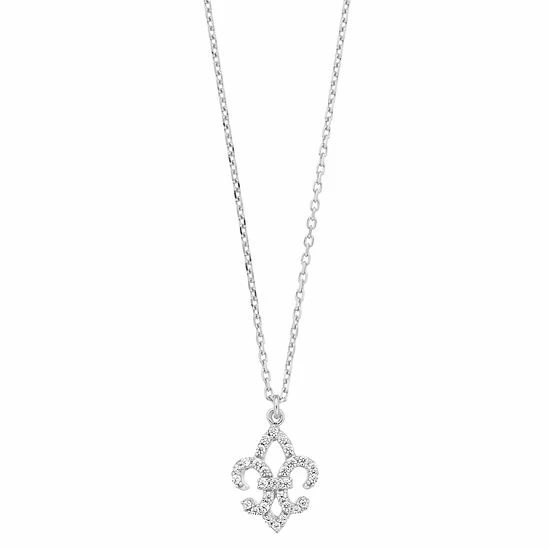 Top 10 ๐ Unbranded Sterling Silver Cubic Zirconia Fleur De Lis Pendant Necklace ๐งจ - Image 2