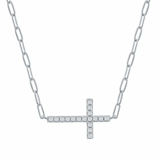 Best deal ๐ Unbranded Sideways Cross Paper Clip Necklace Sterling ๐ - Image 3
