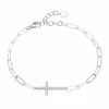 Cheap 😀 Unbranded Sterling Silver Cubic Zirconia Paper Clip Chain Cross Bracelet 😍