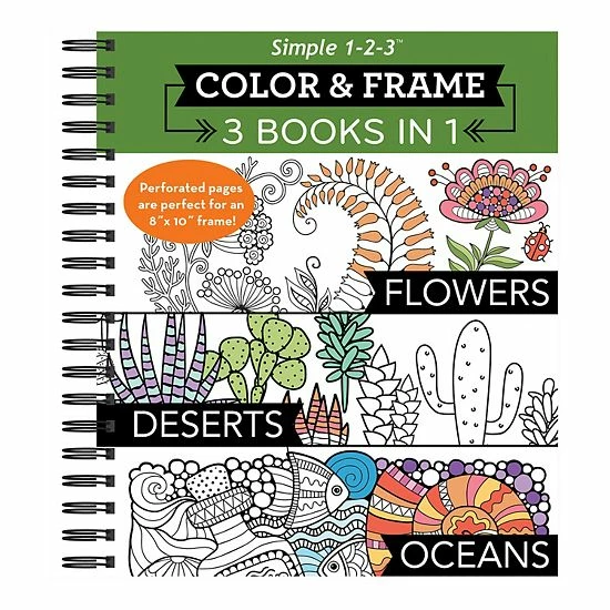 Buy ✨ Unbranded 3-in-1 Color & Frame: Flowers, Deserts, Oceans Coloring Book 🥰