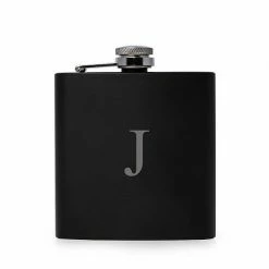 Outlet 🛒 Unbranded Vincent Initial Monogrammed Black Flask 🧨
