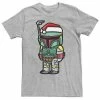 Coupon 🤩 Unbranded Men's Star Wars Boba Fett Santa Hat Cartoon Style 🎄 Christmas Graphic Tee 🔥