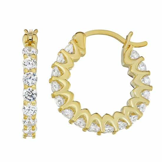 Coupon 😍 Unbranded 14K Gold Over Sterling Silver Cubic Zirconia Hoop Earrings 🔥 - Image 4