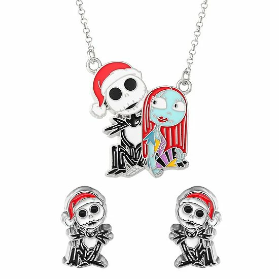 Cheap ⭐ Unbranded Disney Fashion Nightmare Before ❄ Christmas Jack & Sally Nickel Free Necklace & Earring Set ✔️ - Image 2