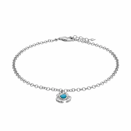 Buy 🛒 Unbranded Sterling Silver Larimar Crab Anklet ⭐