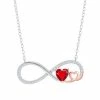 Budget 💯 Unbranded Sterling Silver Gemstone Infinity Double Heart Pendant Necklace Simulated Ruby 🤩