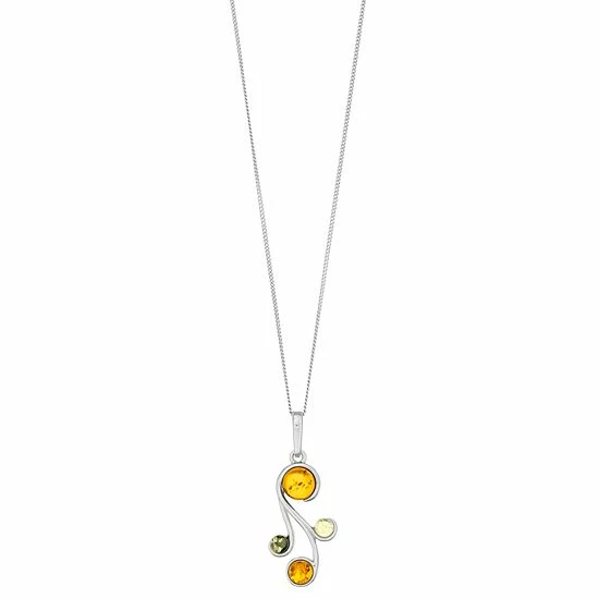 New 🎉 Unbranded Sterling Silver Multi Colored Amber Pendant 🤩