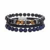 Outlet 🛒 Unbranded Men's 3-Piece Leather & Glass Bead Bracelet Set ✨