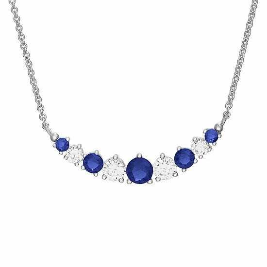 Discount 😍 Unbranded Sterling Silver Lab Created Blue & White Sapphire Necklace 🥰