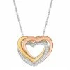 Flash Sale ⌛ Unbranded Sterling Silver Tri-Color Triple Heart Diamond Accent Pendant Necklace 👍