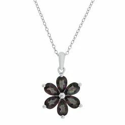 Outlet 🔔 Unbranded Sterling Silver Multicolored Quartz & White Topaz Flower Pendant Necklace 😉