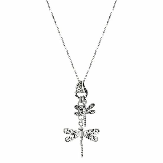 Hot Sale ⭐ Unbranded Sterling Silver Double Dragonfly Pendant Necklace ✨