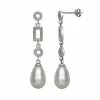 Cheapest 🌟 Unbranded Sterling Silver Freshwater Cultured Pearl & Cubic Zirconia Geometric Drop Earrings 🎁