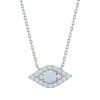 Discount 👏 Unbranded Sterling Silver Lab-Created White Opal & Cubic Zirconia Evil Eye Necklace 🥰