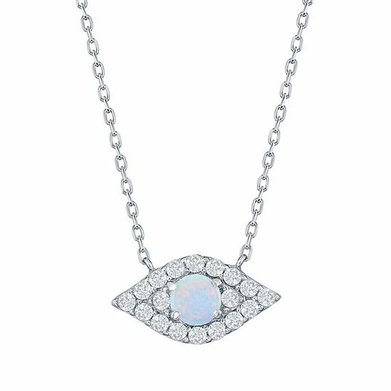 Discount ๐ Unbranded Sterling Silver Lab-Created White Opal & Cubic Zirconia Evil Eye Necklace ๐ฅฐ