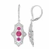 Hot Sale 🛒 Unbranded Sterling Silver Fuchsia & Clear Cubic Zirconia Drop Earrings 🤩